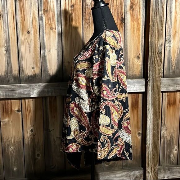 Slinky Brand top slinky asymmetrical paisley black red gold 1X FIRM on PRICE - Picture 5 of 8